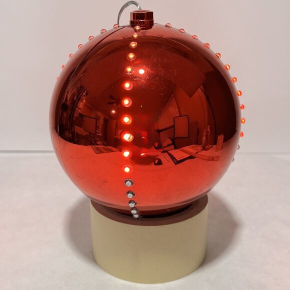 Large Red LED Christmas Ornament Ball 6" Hanging Motion Lights Battery Timer - Picture 11 of 12